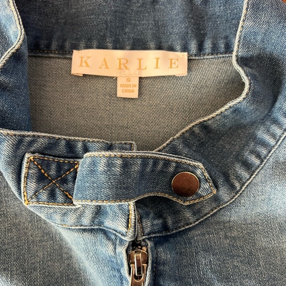 Karlie Denim Pocket Novelty Jacket In Blue Sz S - Picture 4 of 5